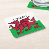 Wales Flag Weltmeisterschaft 2022 Roter Drache Cym Rechteckiger Pappuntersetzer (angewinkelt)