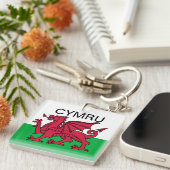 Wales Flag Weltmeisterschaft 2022 Roter Drache Cym Schlüsselanhänger (Vorderseite rechts)