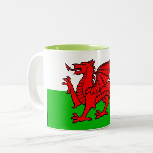 Wales Flag Zweifarbige Tasse (Vorderseite Links)