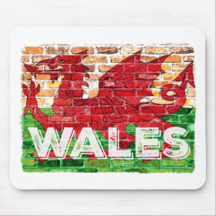 Wales-Flagge auf Ziegel Mousepad