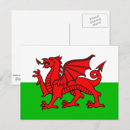 Wales-Flagge Postkarte (Vorne/Hinten)
