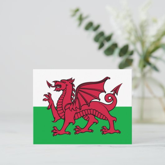 Wales-Flagge Postkarte (Stehend Vorderseite)