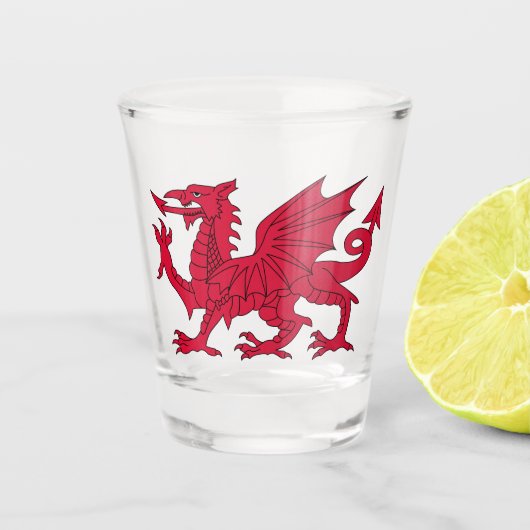 Wales-Flagge Schnapsglas (Vorderseite)