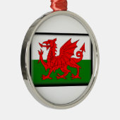 Wales-Flagge Silbernes Ornament (Rechts)