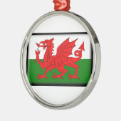 Wales-Flagge Silbernes Ornament (Links)