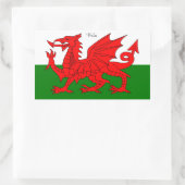 WALES: Flagge von Wales mit Text "Wales" Rechteckiger Aufkleber (Tasche)