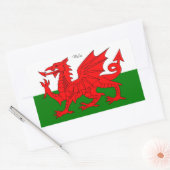 WALES: Flagge von Wales mit Text "Wales" Rechteckiger Aufkleber (Umschlag)