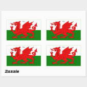WALES: Flagge von Wales mit Text "Wales" Rechteckiger Aufkleber (Blatt)