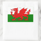 WALES: Flagge von Wales mit Text "Wales" Rechteckiger Aufkleber (Tasche)