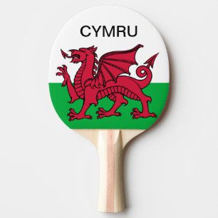 Wales-Flagge Weltmeisterschaft 2022 Roter Drache C Tischtennis Schläger