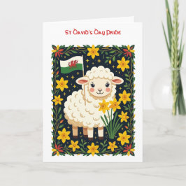 Wales Follower Cute Lamb Surrounded By Daffodils Karte
