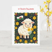 Wales Follower Cute Lamb Surrounded By Daffodils Karte (Gelbe Blume)