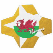 Wales Football & Gold Welsh Flag / Cymru Fußball (Flach)
