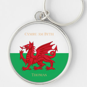 Wales for Ever Welsh Dragon Monogram Name Schlüsselanhänger