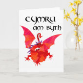 "Wales Forever!" Grußkarte für Red Dragon Karte (Gelbe Blume)