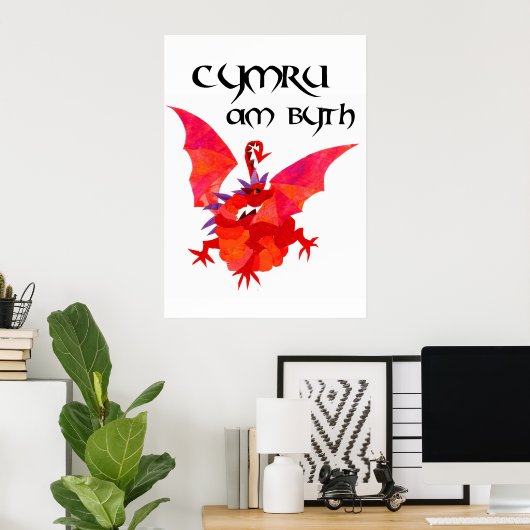 "Wales Forever!" Red Dragon Poster (Heimbüro)