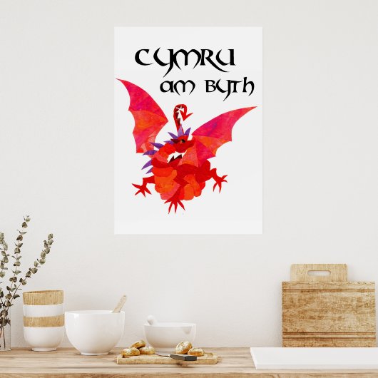 "Wales Forever!" Red Dragon Poster (Küche)
