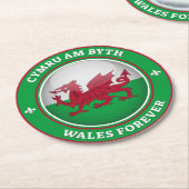 Wales Forever Runder Pappuntersetzer (Angewinkelt)