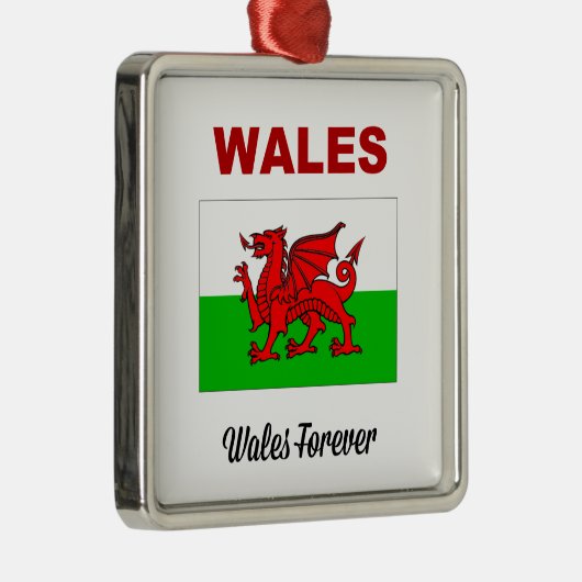 Wales Forever Silbernes Ornament (Rechts)
