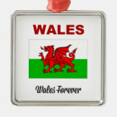Wales Forever Silbernes Ornament (Vorne)