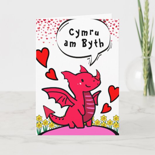 Wales Forever St. David's Day Red Dragon Hearts Karte (Vorderseite)