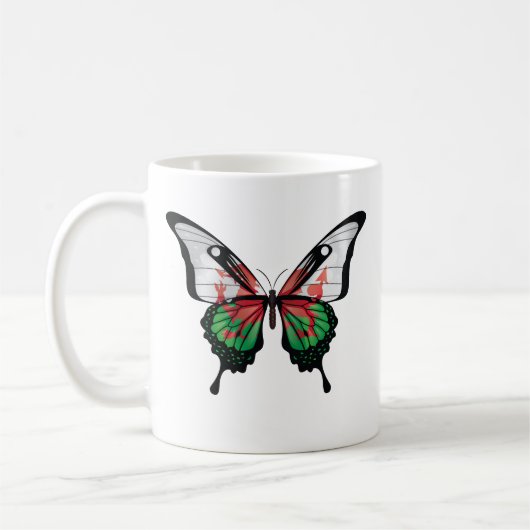 Wales Frack Butterfly Flag Sticker Kaffeetasse (Links)
