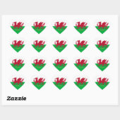 Wales Heart Sticker, Dragon, Patriotic Welsh Flag Herz-Aufkleber (Blatt)