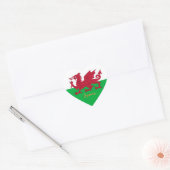 Wales Heart Sticker, Dragon, Patriotic Welsh Flag Herz-Aufkleber (Umschlag)