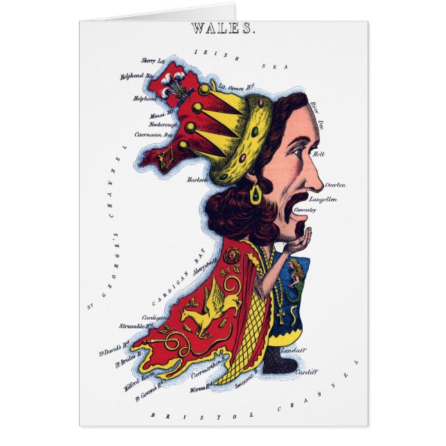 Wales-Karikatur-Karte (Vorne)