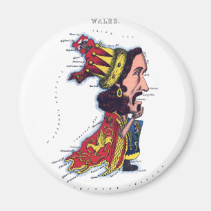 Wales-Karikaturkarte Magnet