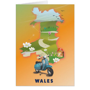 Wales-Karte Vintage-Reiseposter