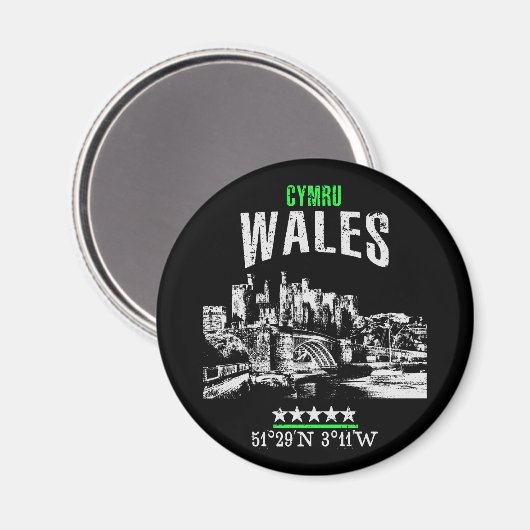 Wales Magnet (Vorderseite/Rückseite)