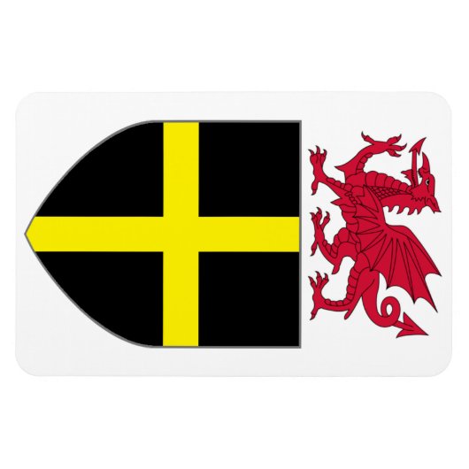 Wales Magnet - Drache über St. David Shield (Horizontal)