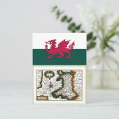 Wales Map und/oder Flag Postkarte (Stehend Vorderseite)