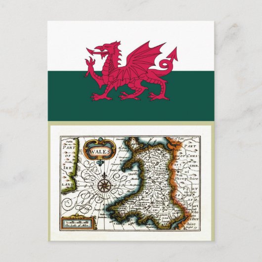 Wales Map und/oder Flag Postkarte (Vorderseite)
