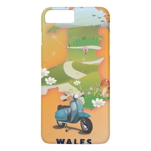 Wales Map Vintage Reiseplakat Case-Mate iPhone Hülle (Rückseite)