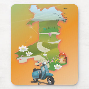 Wales Map Vintage Reiseplakat Mousepad