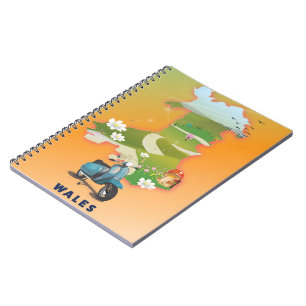 Wales Map Vintage Reiseplakat Notizblock