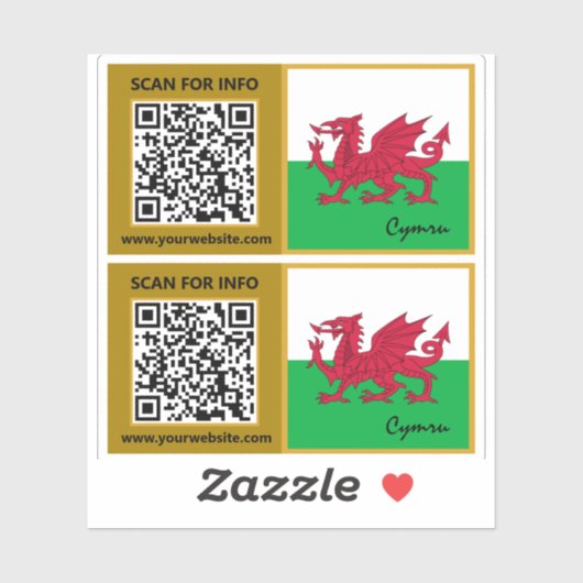 Wales Modern QR-Code-Sticker, walisische Flagge Aufkleber (Blatt)