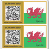 Wales Modern QR-Code-Sticker, walisische Flagge Aufkleber (Vorderseite)
