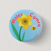 Wales-Narzissen-Knopf-Button-Abzeichen Button (Vorderseite)