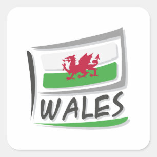 Wales Pride X Flag Quadratischer Aufkleber