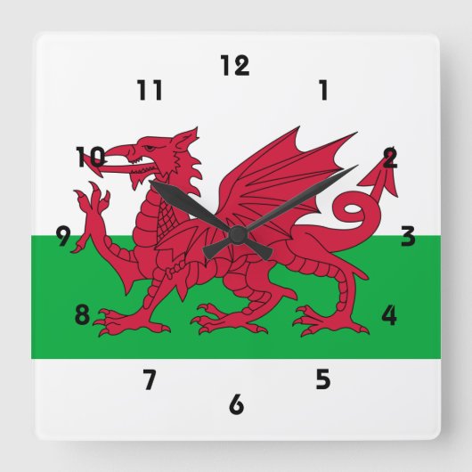 Wales Quadratische Wanduhr (Vorderseite)