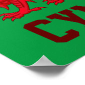 Wales Red Dragon - Grüner Hintergrund Poster (Ecke)