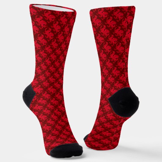 Wales Red Dragon (Y Ddraig Goch) Socken (Gewinkelt)