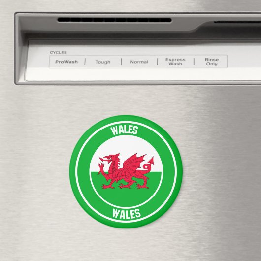 Wales Round Emblem Magnet (In Situ (Geschirrspüler))