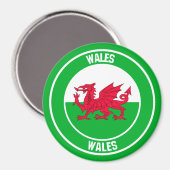 Wales Round Emblem Magnet (Vorderseite/Rückseite)