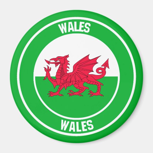 Wales Round Emblem Magnet (Vorne)