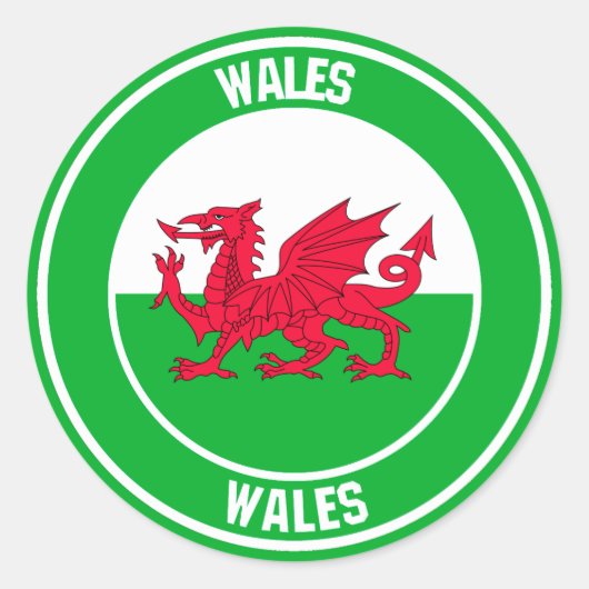 Wales Round Emblem Runder Aufkleber (Vorderseite)