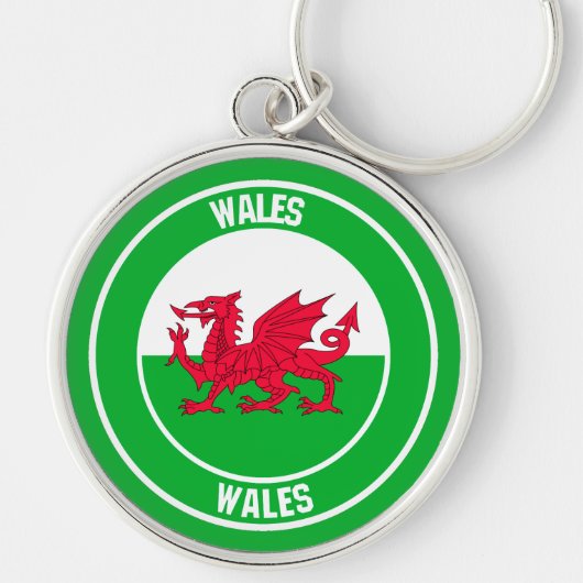 Wales Round Emblem Schlüsselanhänger (Vorne)